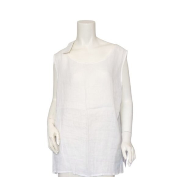 Eileen Fisher Irish Handkerchief Linen Sleeveless White Tank Top - Picture 2 of 16